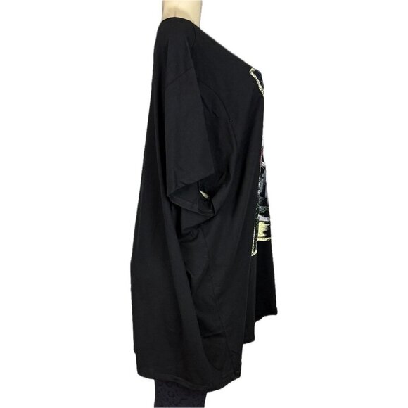 Day Of The Dead +5 Black Skull Cinderalla Graphic Crew Neckline Short Sleeve Tee - Picture 3 of 6